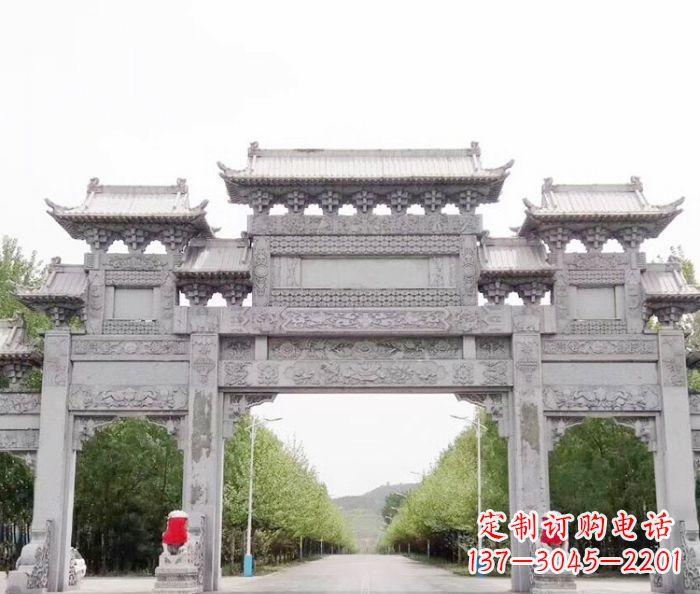 陕西三门石雕牌坊,独具特色的地标雕塑
