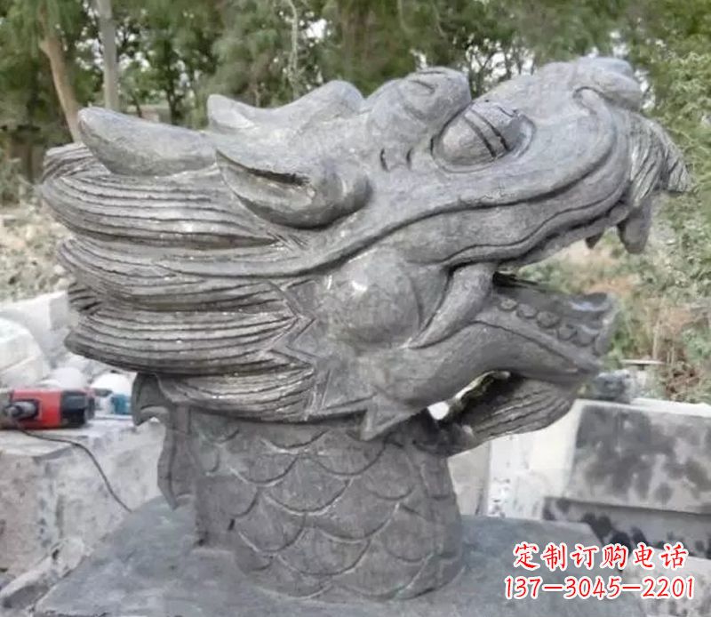 陕西青石龙头雕塑 