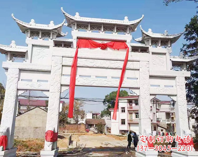 陕西三门三楼石雕牌坊:专业定制牌坊雕塑