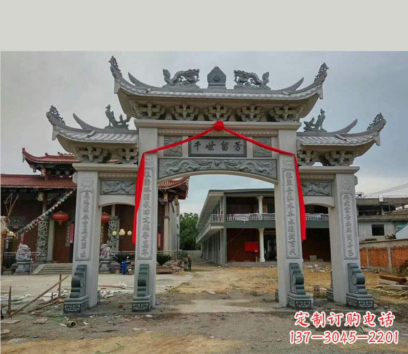 陕西以传统工艺为源的独特牌坊石雕