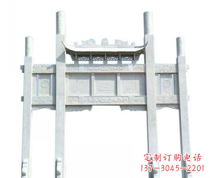 陕西三门石雕牌坊定制精美牌坊雕塑