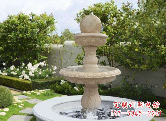 陕西双层风水球喷泉别墅石雕