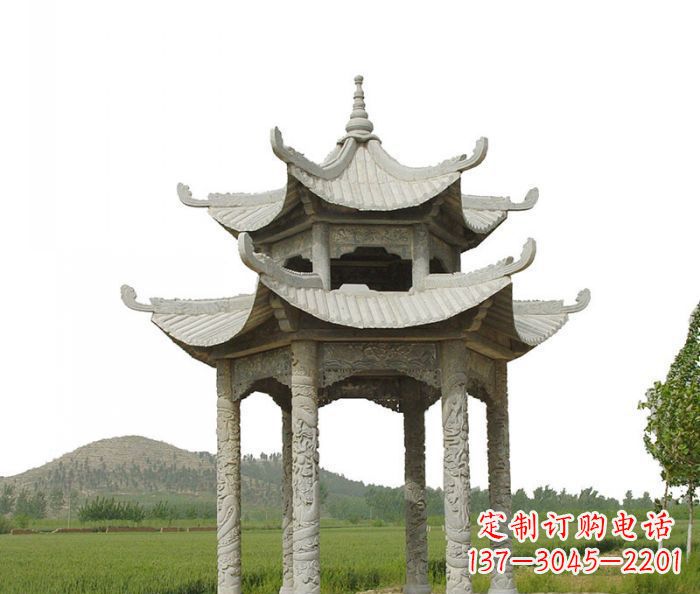 陕西双层仿古石雕凉亭