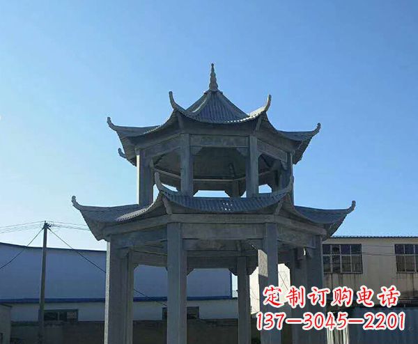 陕西双层仿古石凉亭石雕_1