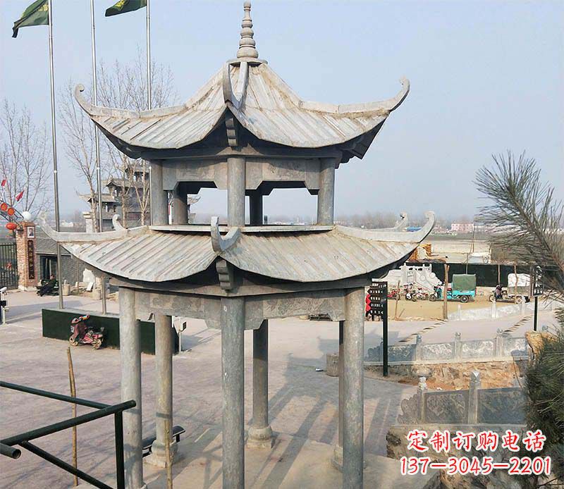 陕西双层户外凉亭石雕