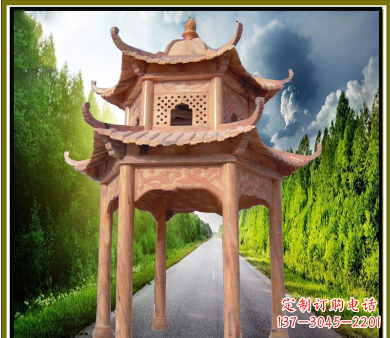陕西双层凉亭园林石雕