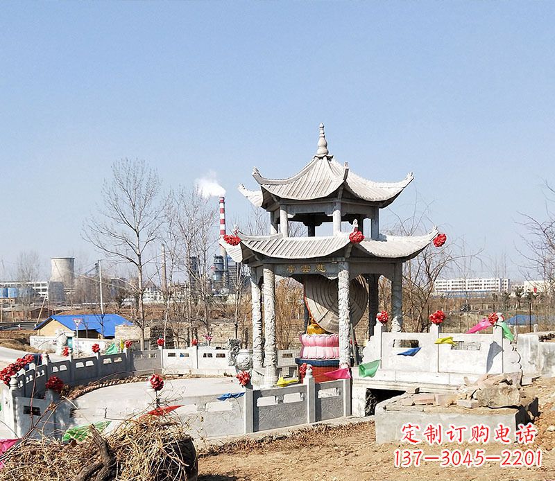 陕西双层石凉亭石雕 (2)