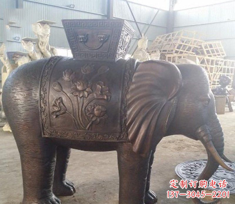 陕西铜雕吉祥大象园林动物摆件