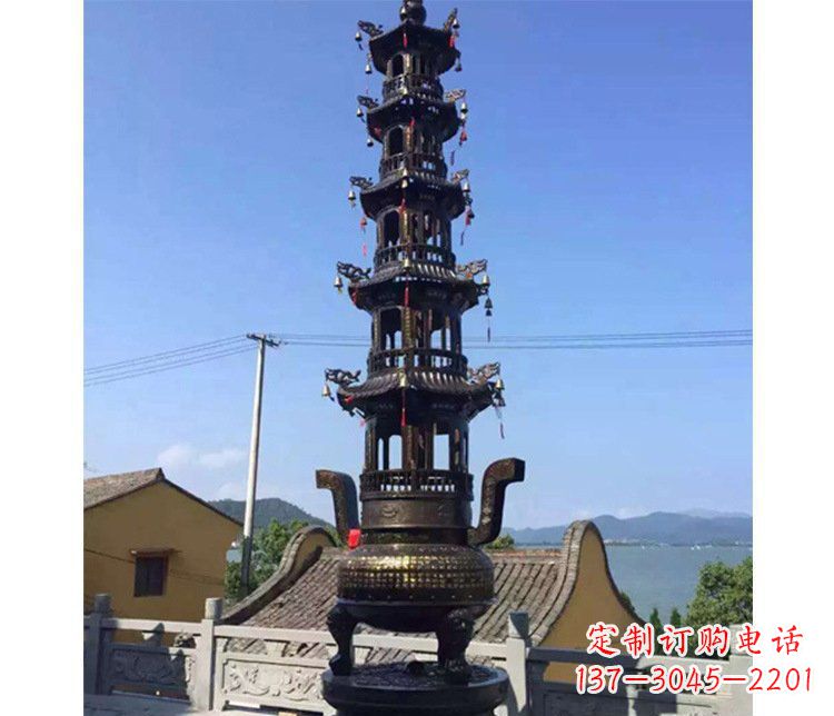 陕西铜雕寺庙大型多层香炉