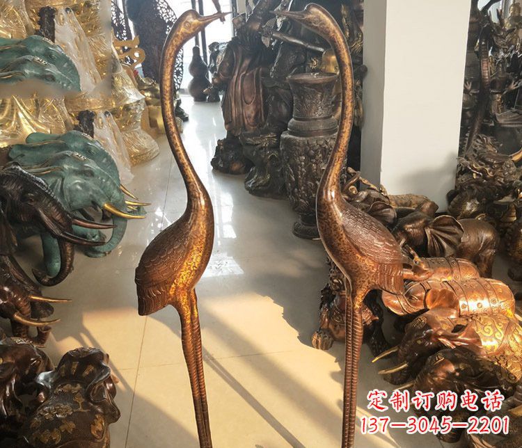 陕西铜雕仙鹤踩龟雕塑摆件