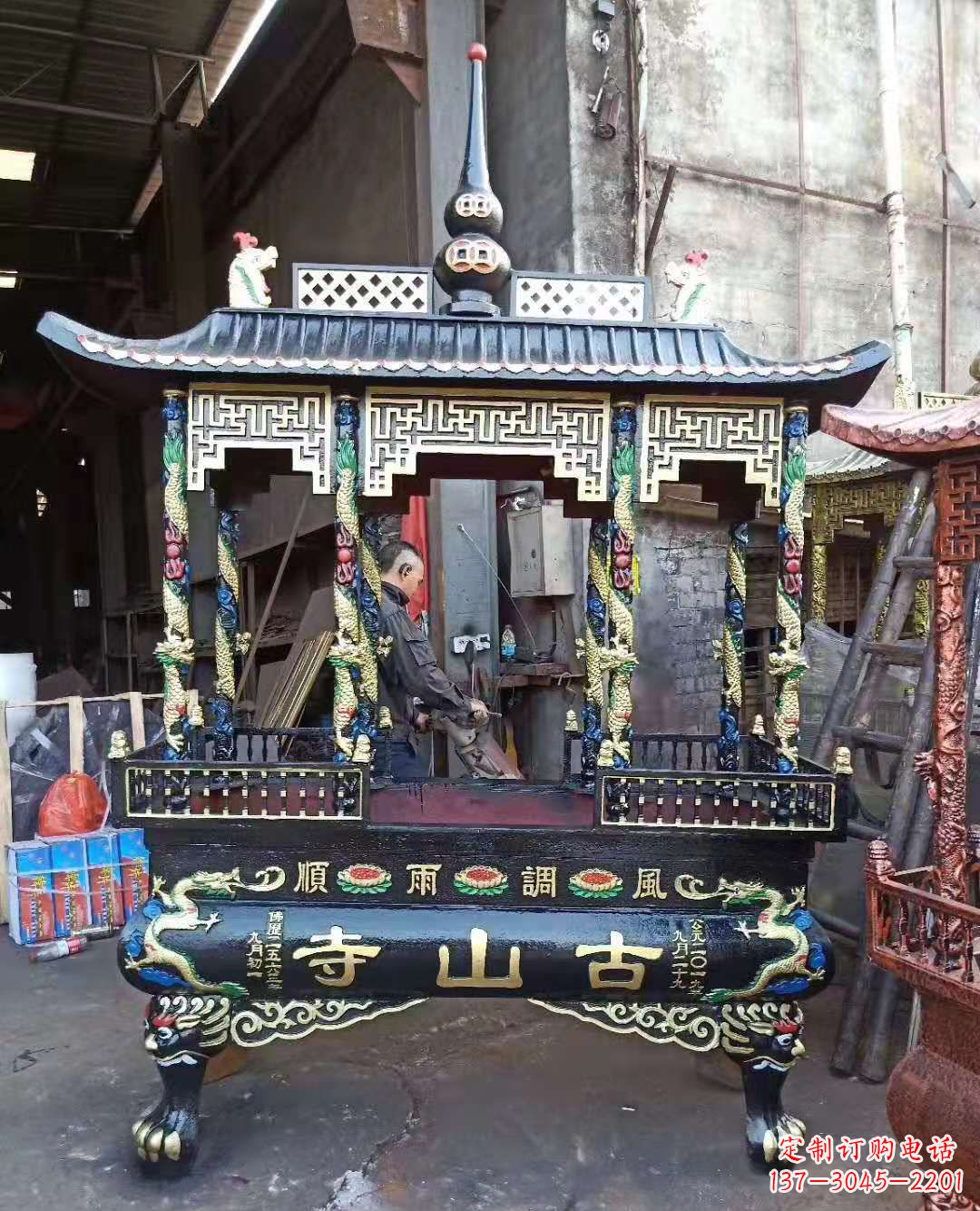 陕西铜雕香炉寺庙景观雕塑