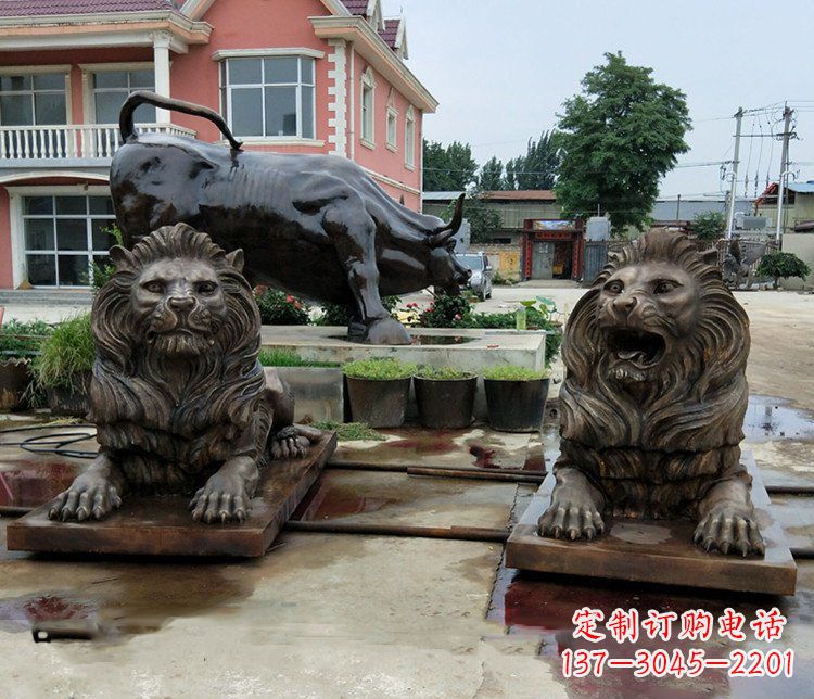 陕西铜雕银行门口狮子雕塑摆件