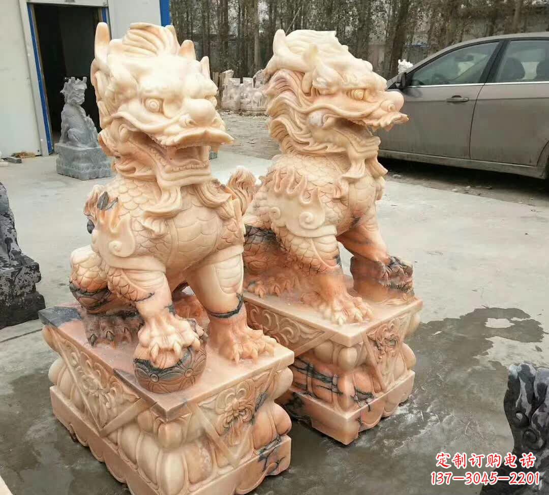 陕西晚霞红酒店麒麟门墩