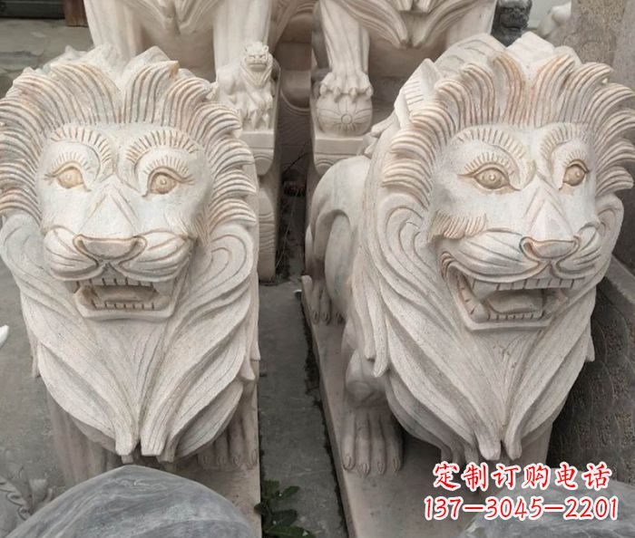 陕西晚霞红欧式狮子石雕 (2)