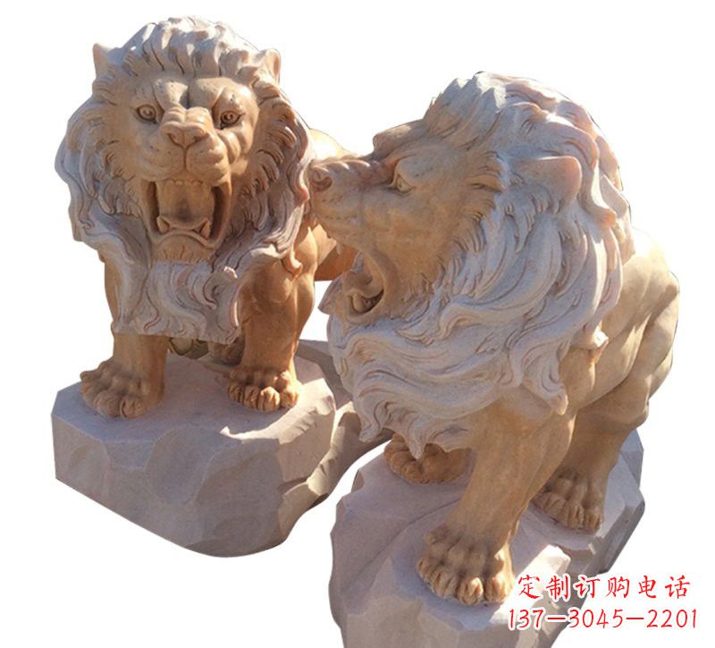 陕西晚霞红欧式西洋狮子雕塑