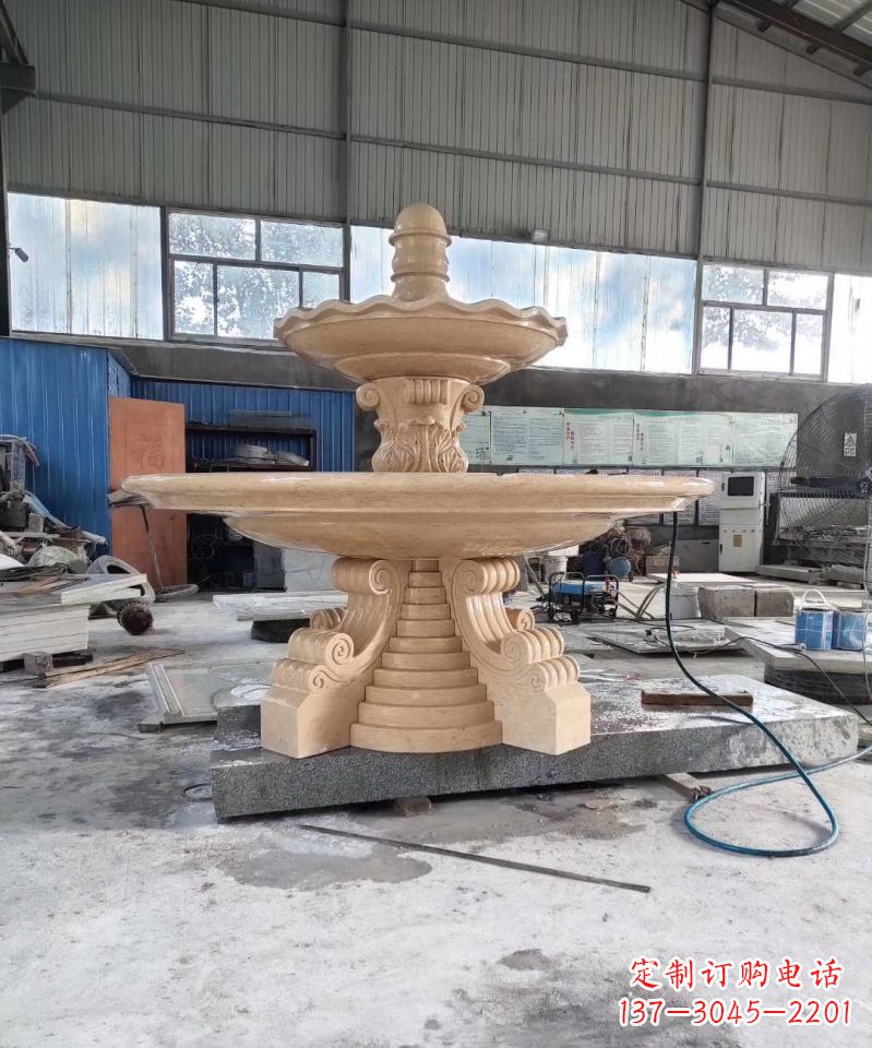 陕西晚霞红喷泉石雕广场景观雕塑