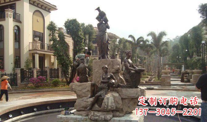 陕西小区西方美女喷泉人物铜雕