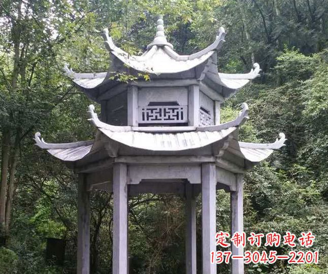 陕西园林仿古石凉亭景观石雕 (3)