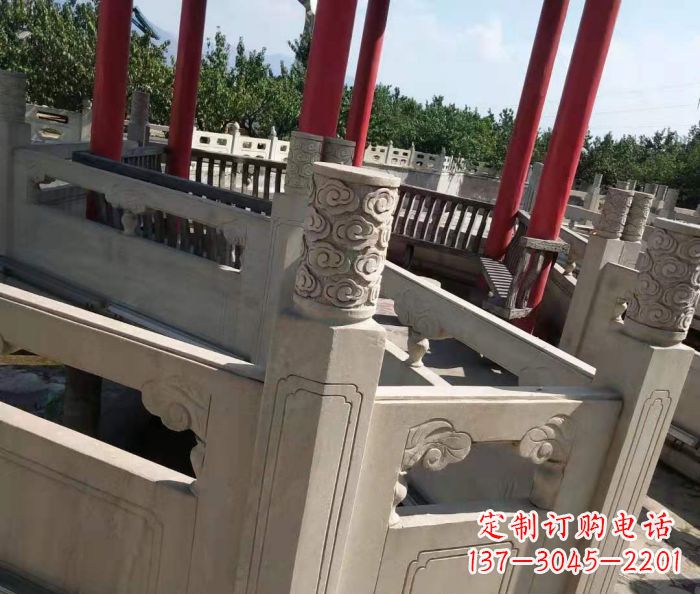 陕西园林景观大理石桥栏板石雕 (3)
