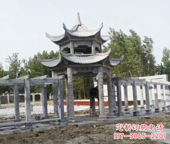 陕西园林景观多层凉亭石雕 (2)