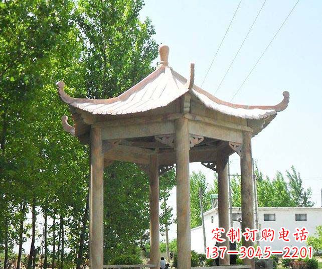 陕西园林景观单层石雕凉亭
