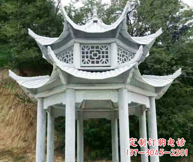 陕西园林景观多层凉亭石雕
