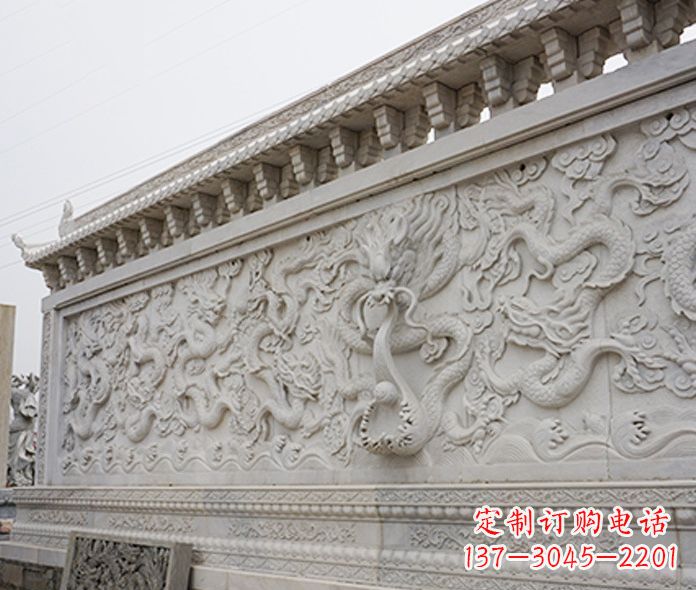 陕西园林九龙壁石雕影壁 (5)
