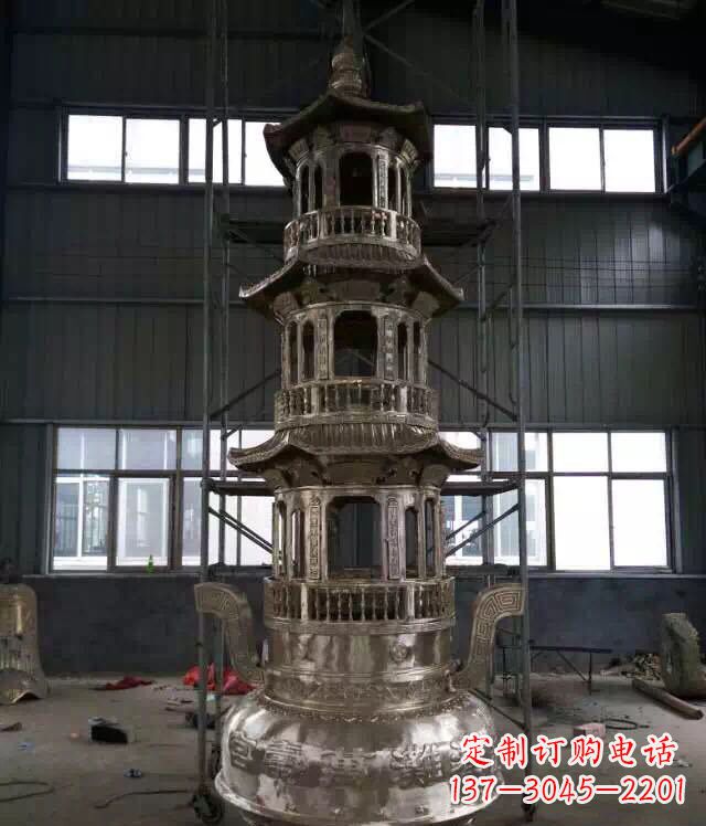 陕西铸铜三层香炉铜雕